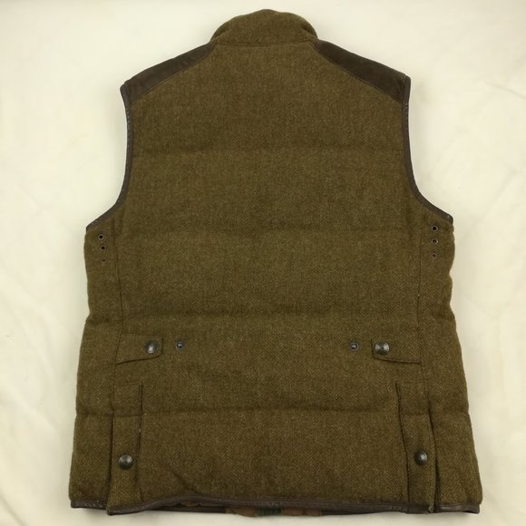 Polo Ralph Lauren Tweed Wool Down Hunting Vest Jacket Suede - Picture 7 of 8